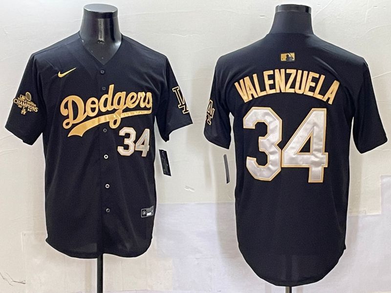 Men Los Angeles Dodgers 34 Valenzuela Black Game Nike 2025 MLB Jersey style 5041